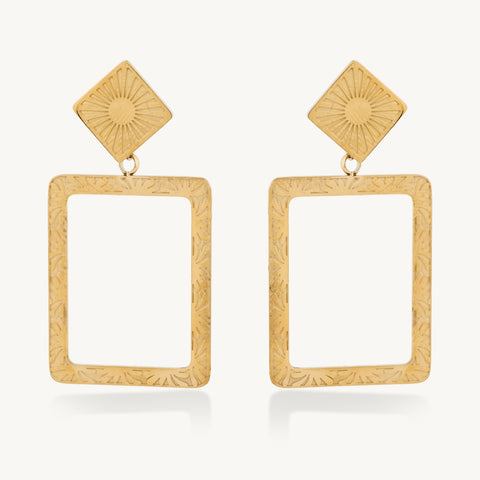Golden Geometry Square Earrings